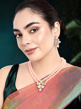 Ethnic Radiance Beaded Necklace Set - Peach