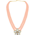 Ethnic Radiance Beaded Necklace Set - Peach