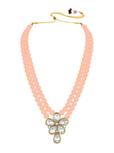 Ethnic Radiance Beaded Necklace Set - Peach
