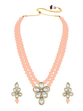 Ethnic Radiance Beaded Necklace Set - Peach