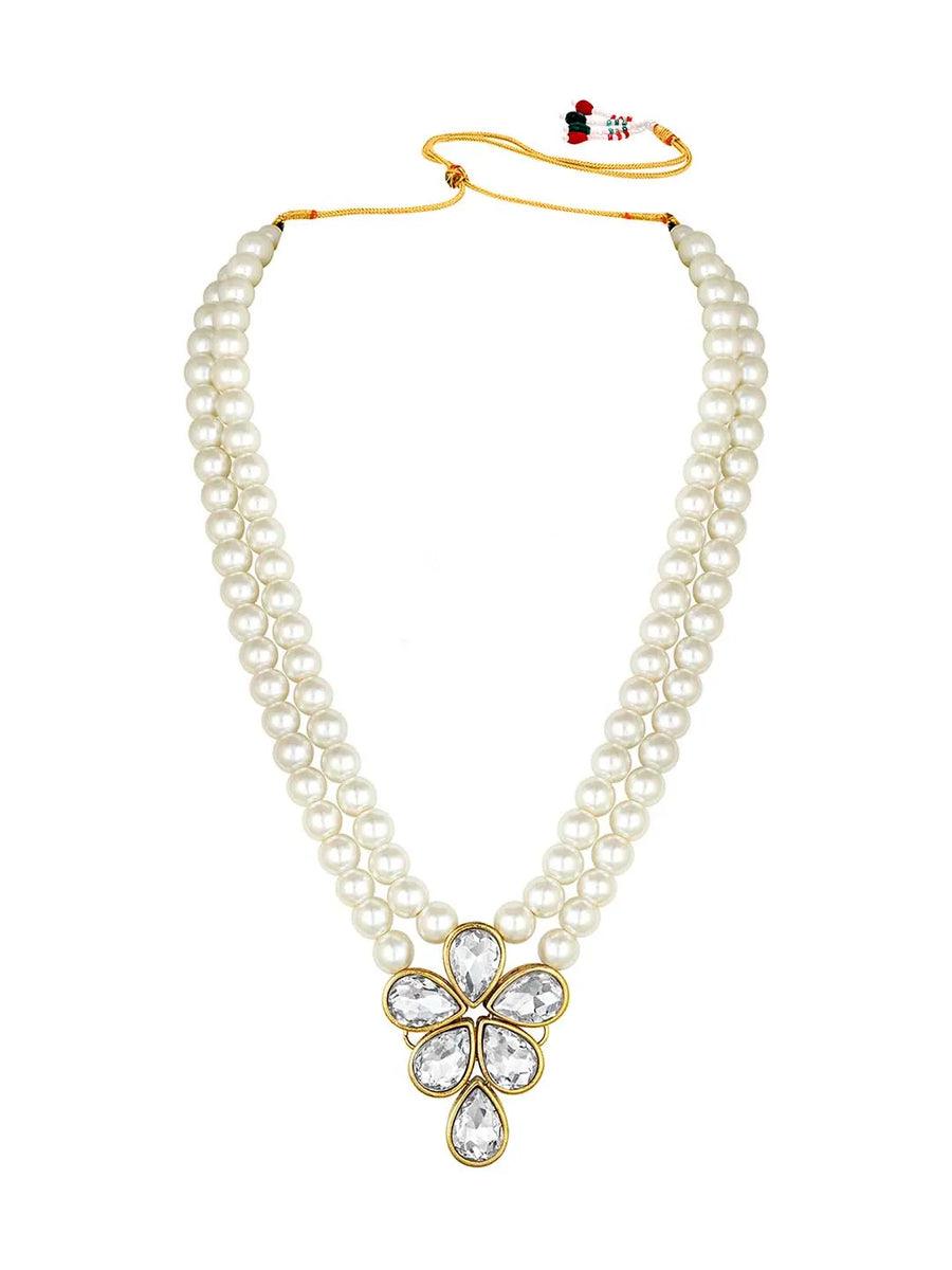 Ethnic Radiance Beaded Necklace Set - White