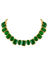 Square Bliss Green Crystal Necklace Set with Bracelet & Finger Ring