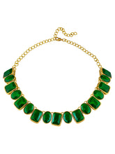 Square Bliss Green Crystal Necklace Set with Bracelet & Finger Ring