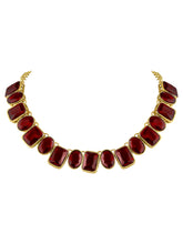 Square Bliss Maroon Crystal Necklace Set with Bracelet & Finger Ring