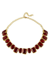 Square Bliss Maroon Crystal Necklace Set with Bracelet & Finger Ring