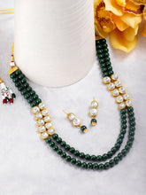 Mystic Meadow Green Pearl Stone Long Necklace Set