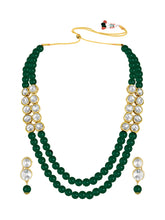 Mystic Meadow Green Pearl Stone Long Necklace Set