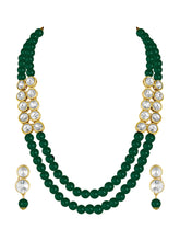 Mystic Meadow Green Pearl Stone Long Necklace Set