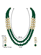 Mystic Meadow Green Pearl Stone Long Necklace Set