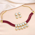 Timeless Glam Crystal Pearl Choker Set - Maroon