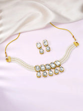 Timeless Glam Crystal Pearl Choker Set - White