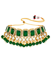 Radiant Green Kundan and Crystals Choker Set