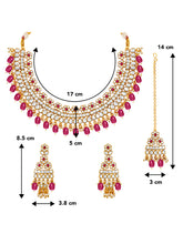 Glistening Rani Pink Kundan Pearl Necklace Set