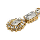 Graceful Layers with Kundan Set. Gold-plated red beaded necklace set with large white stones and matching drop earrings.