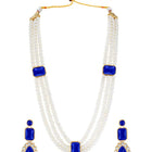 Gold Plated Blue Pearl Statement Necklace Set