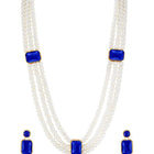 Gold Plated Blue Pearl Statement Necklace Set