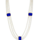 Gold Plated Blue Pearl Statement Necklace Set