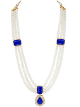 Gold Plated Blue Pearl Statement Necklace Set