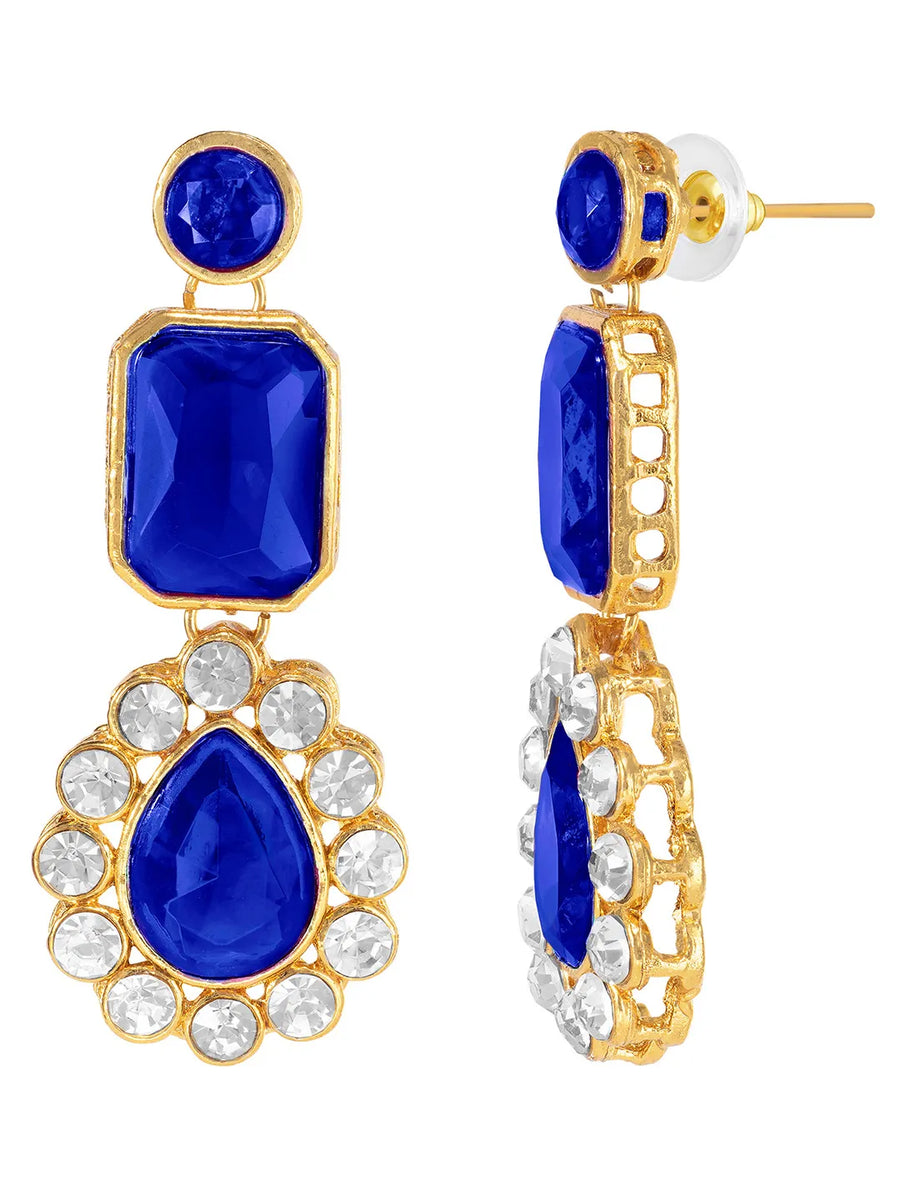 Gold Plated Blue Pearl Statement Necklace Set