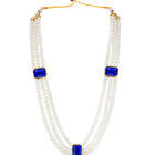 Gold Plated Blue Pearl Statement Necklace Set