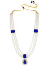 Gold Plated Blue Pearl Statement Necklace Set