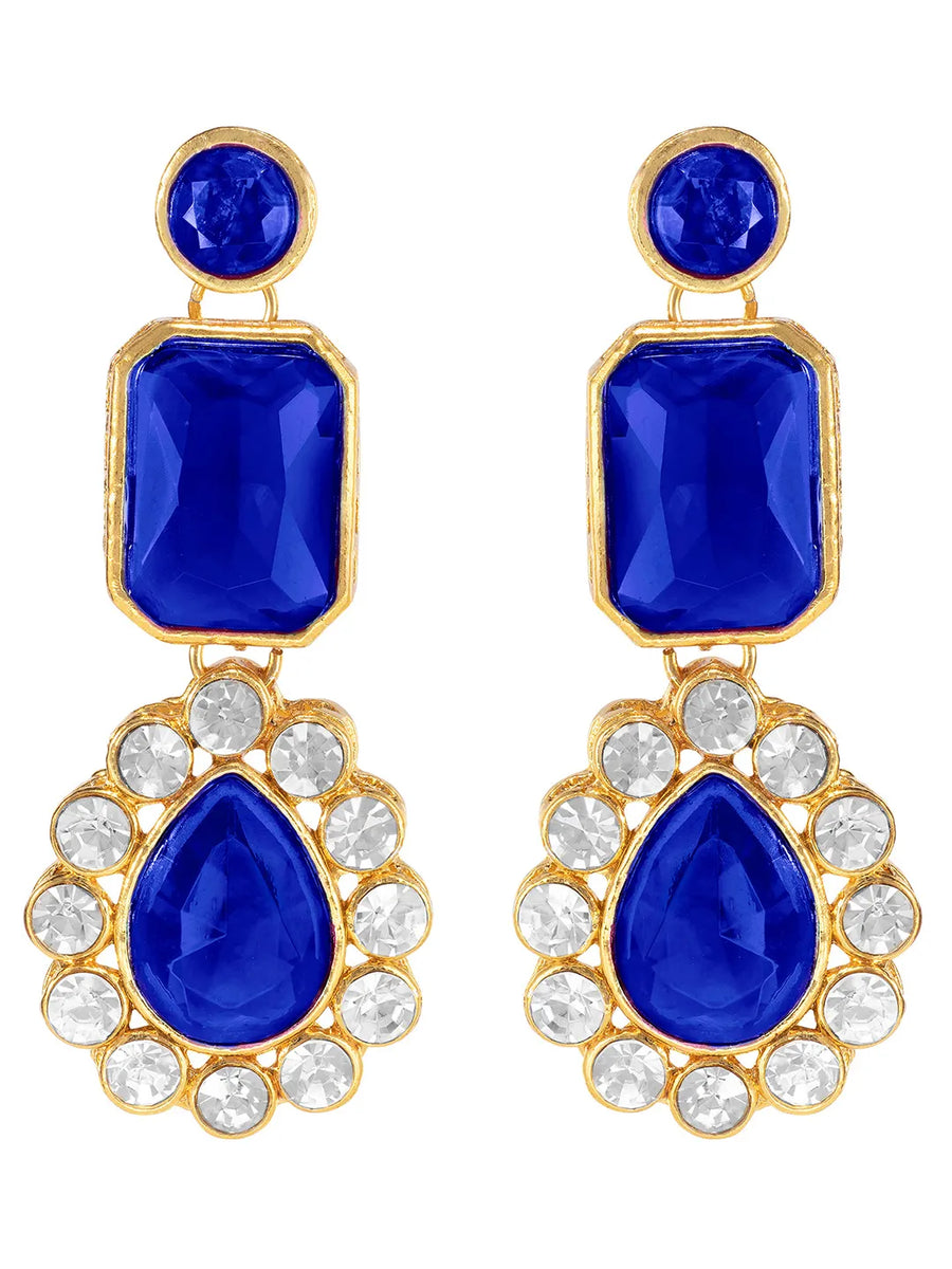 Gold Plated Blue Pearl Statement Necklace Set