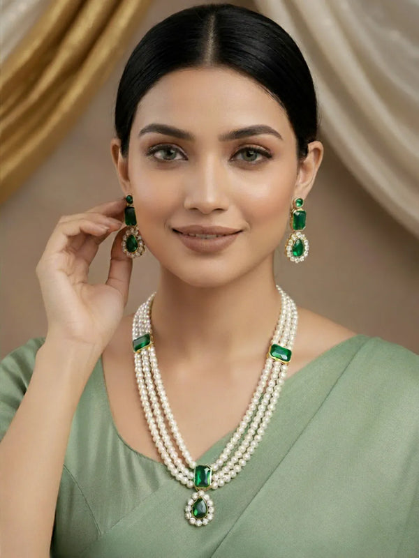 Radiant Pearl Long Necklace Set