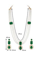 Radiant Pearl Long Green Necklace Set