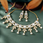 Gold Plated White Stone Choker Necklace Set