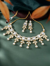 Gold Plated White Stone Choker Necklace Set