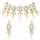 Gold Plated White Stone Choker Necklace Set
