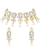 Gold Plated White Stone Choker Necklace Set