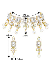 Gold Plated White Stone Choker Necklace Set
