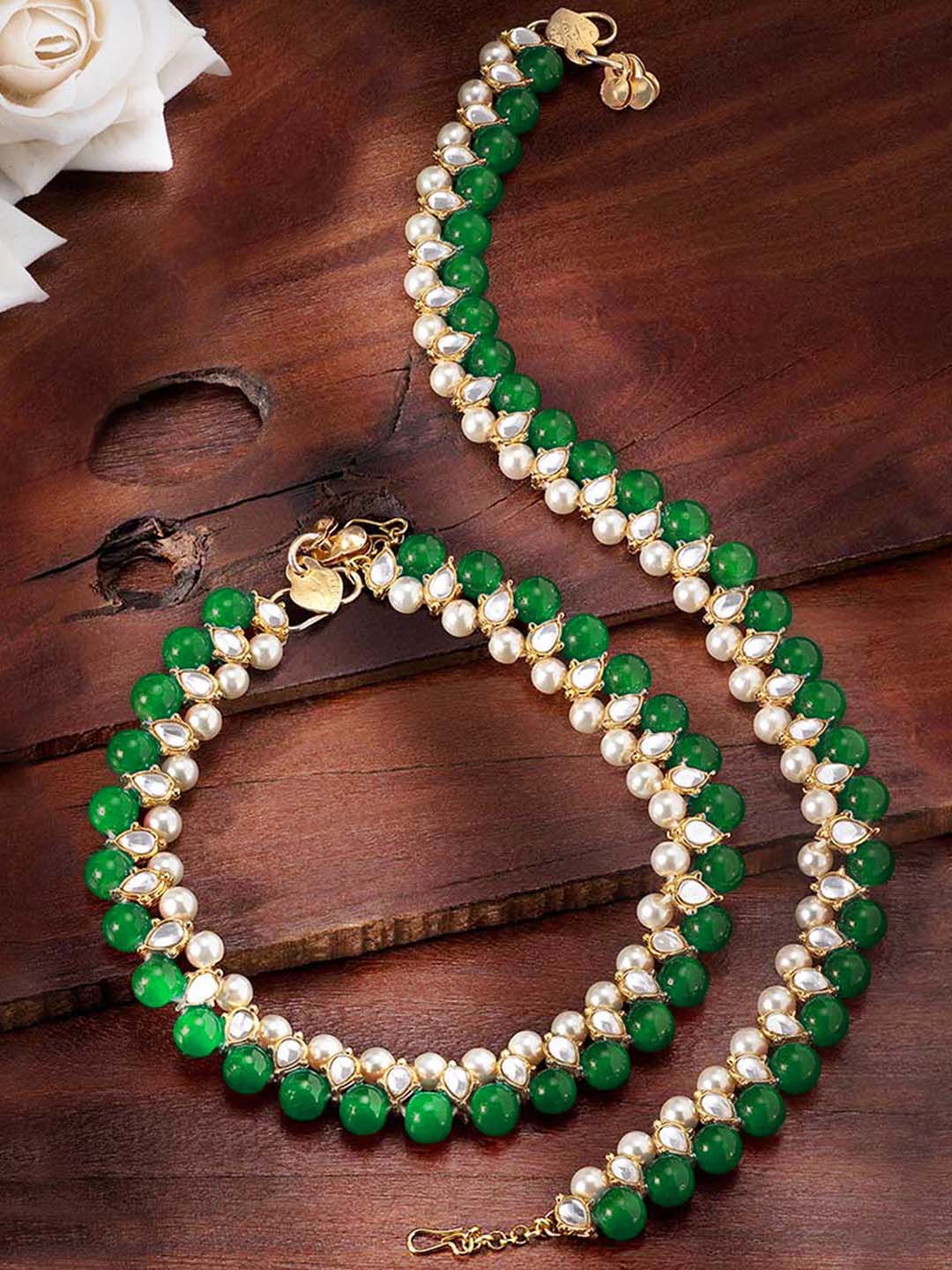 Green Bliss Pearl Anklets