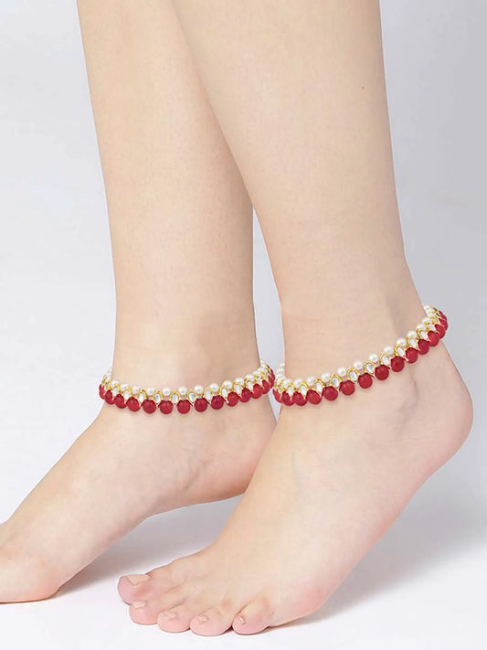 Anklet with Faux Beads | Trendy & Elegant by Peora

