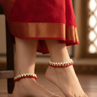 Cultural Chic Anklet with Faux Beads - Red