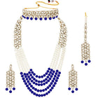 Bridal Bloom Kundan & Pearl Set - Blue Faux