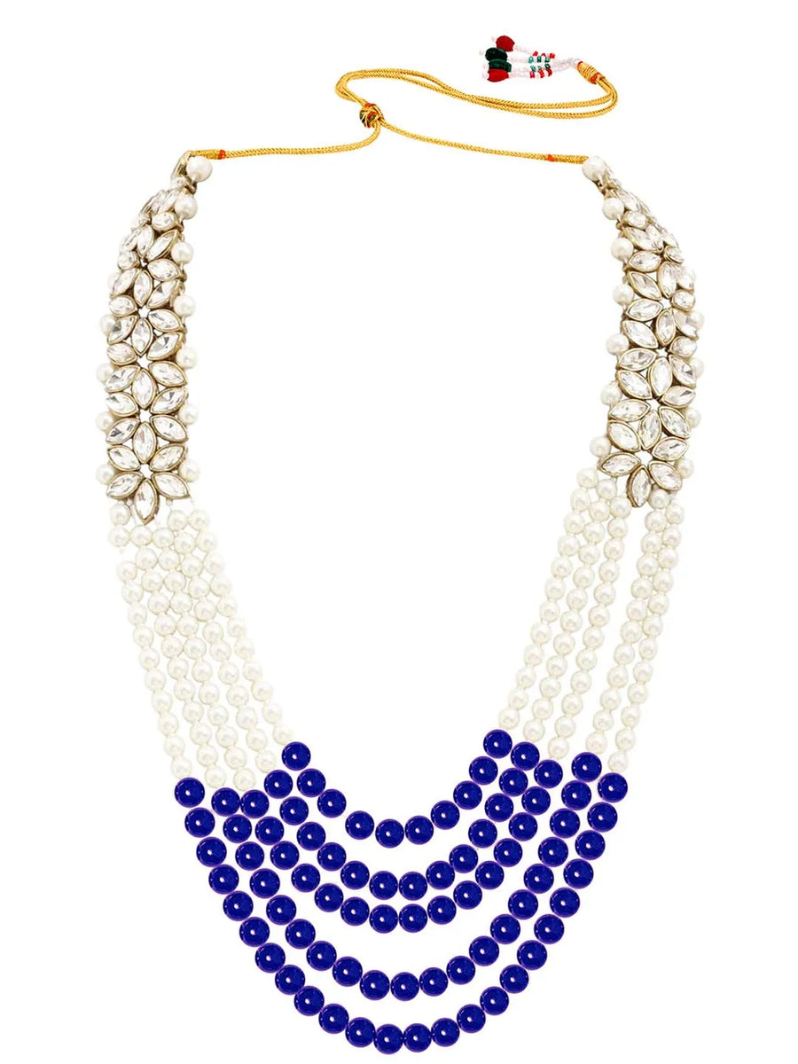 Bridal Bloom Kundan & Pearl Set - Blue Faux