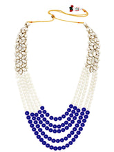 Bridal Bloom Kundan & Pearl Set - Blue Faux