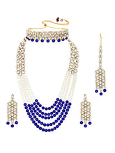 Bridal Bloom Kundan & Pearl Set - Blue Faux