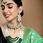 Bridal Bloom Kundan & Pearl Set | Elegant Bridal Jewellery by Peora