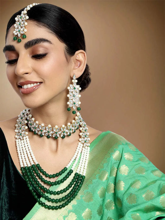 Bridal Bloom Kundan & Pearl Set | Elegant Bridal Jewellery by Peora