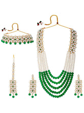 Bridal Bloom Kundan & Pearl Set - Green-1