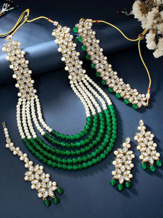 Bridal Bloom Kundan & Pearl Set | Elegant Bridal Jewellery by Peora