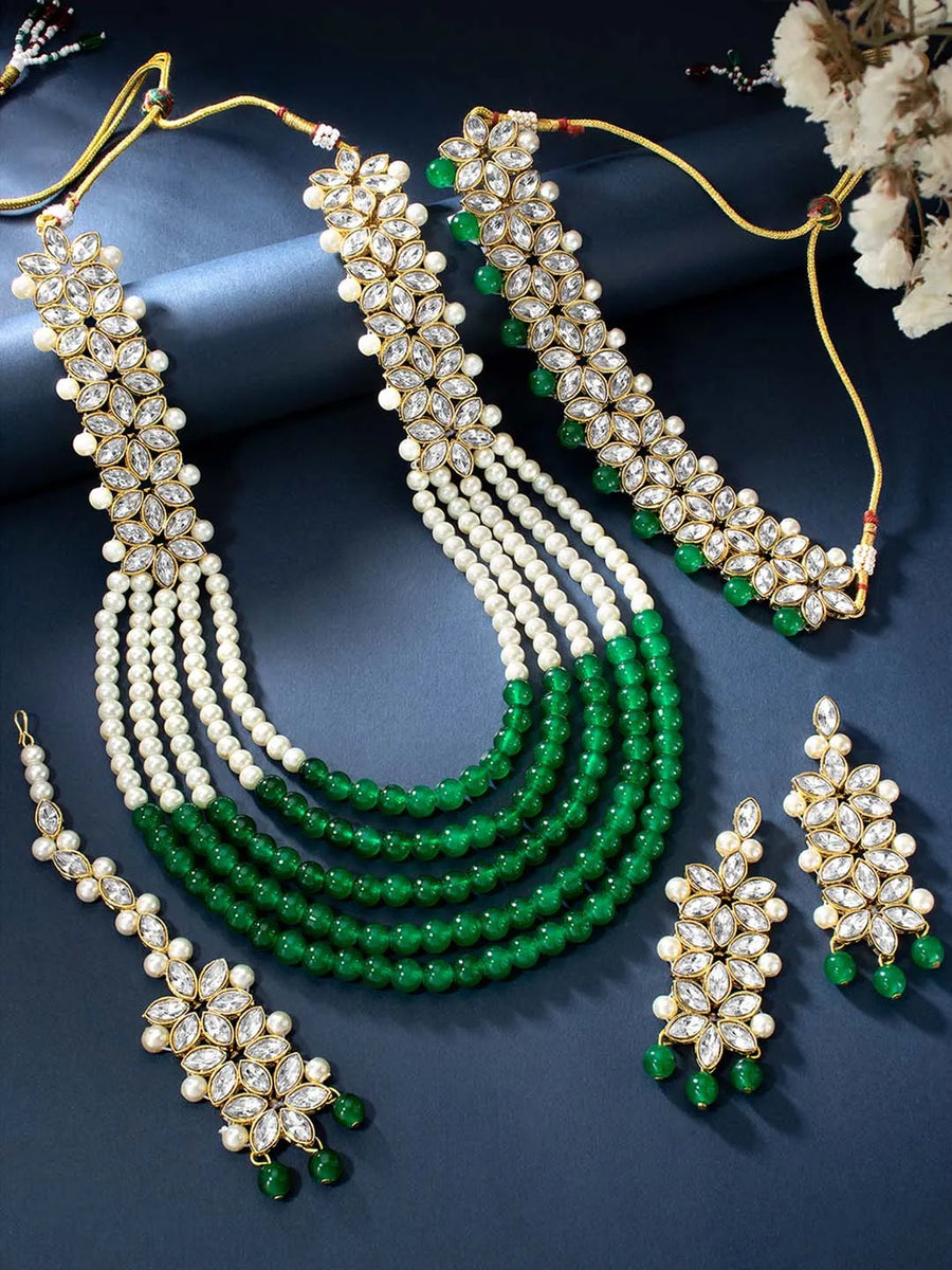 Bridal Bloom Kundan & Pearl Set | Elegant Bridal Jewellery by Peora