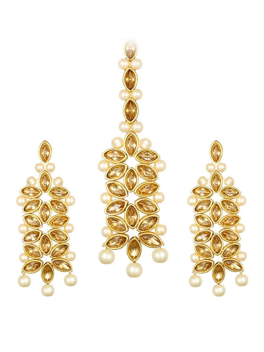 Bridal Bloom Kundan & Pearl Set - Gold
