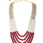 Bridal Bloom Kundan & Pearl Set - Maroon-1