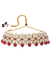 Bridal Bloom Kundan & Pearl Set - Maroon-1