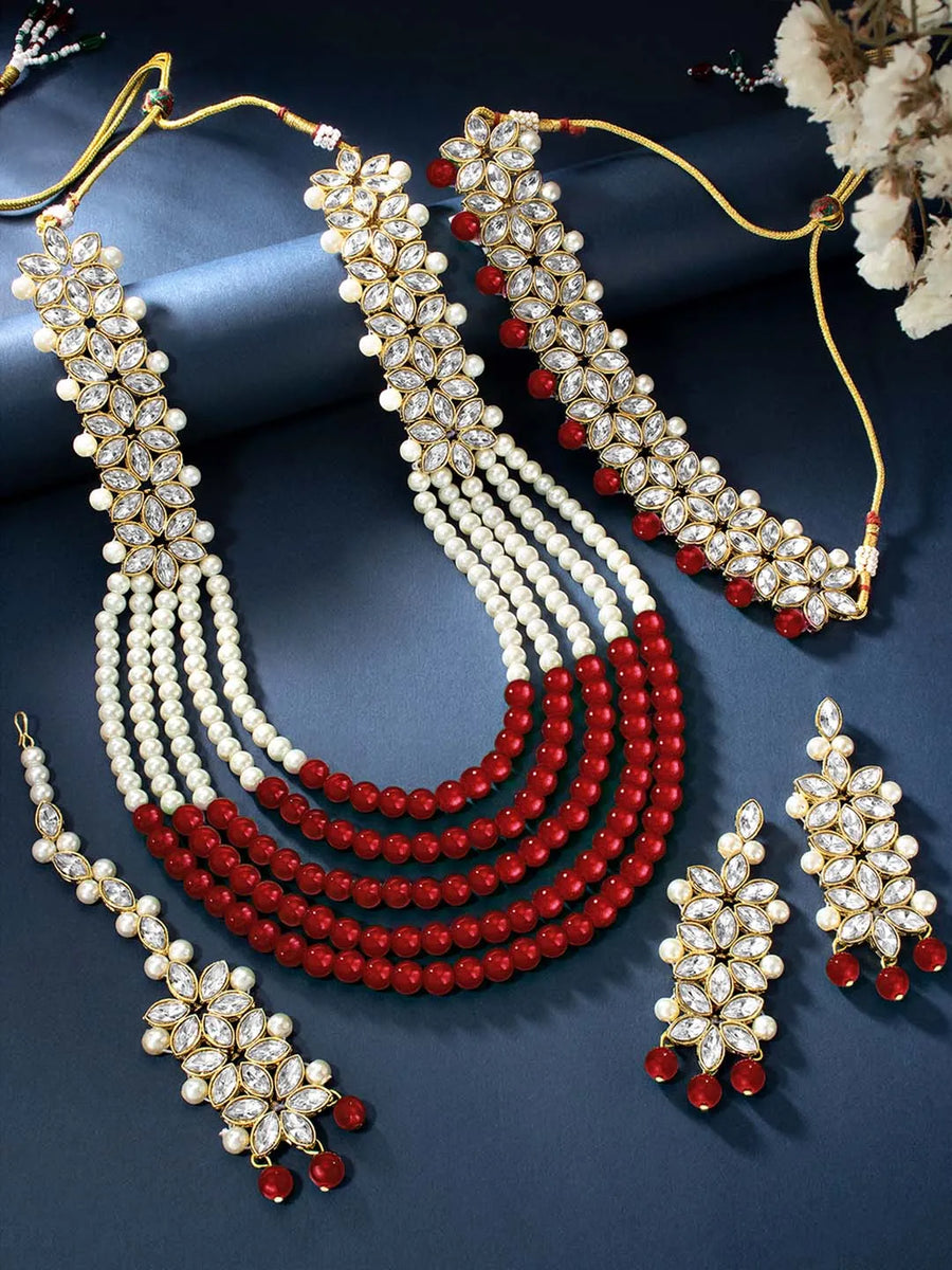 Bridal Bloom Kundan & Pearl Set | Elegant Bridal Jewellery by Peora