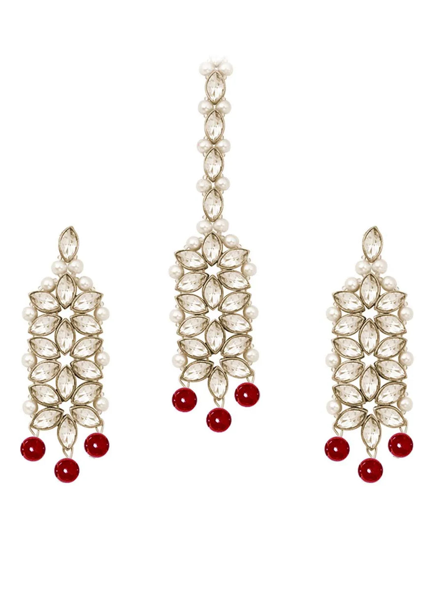 Bridal Bloom Kundan & Pearl Set - Maroon